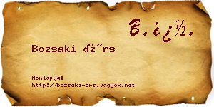 Bozsaki Örs névjegykártya